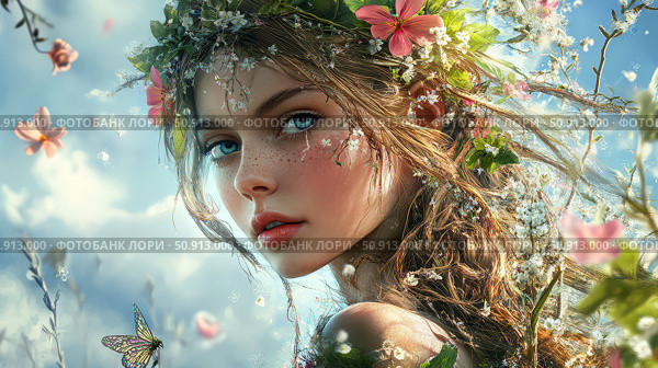 eostre goddess of springtime ai generated. Стоковое AI-изображение, AI-художник Vectorwin / Фотобанк Лори