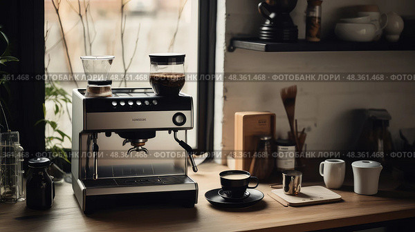 espresso desk coffee ai generated. Стоковое AI-изображение, AI-художник Vectorwin / Фотобанк Лори