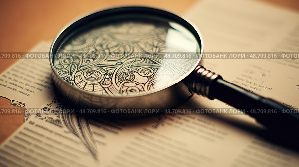 etched magnifying glass doodle ai generated. Стоковое AI-изображение, AI-художник Vectorwin / Фотобанк Лори