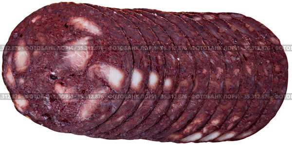 European cuisine blood pudding on white background. Стоковое фото, фотограф Яков Филимонов / Фотобанк Лори