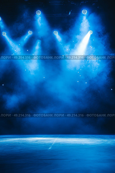 Experience Blue Stage Lighting that Creates a Dramatic Atmosphere Perfect for Performances and Events. Стоковое AI-изображение, AI-художник Anastasy Yarmolovich / Фотобанк Лори