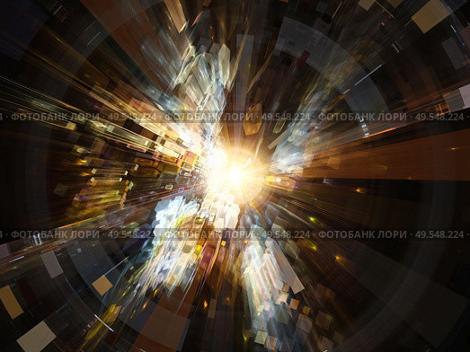 Explosive Technology. Bright math-generated abstract radial elements to illustrate concept of rapid expansion on the subject of science, education and technology. Стоковое фото, агентство Ingram Publishing / Фотобанк Лори