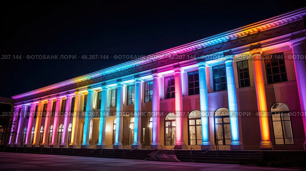 fa?§ade led lighting equipment ai generated. Стоковое AI-изображение, AI-художник Vectorwin / Фотобанк Лори