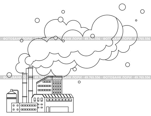 Factories vector illustration. Pollution, disruptor in environmental story, challenges resilience ecosystems Eco-processes, silent stewards, work diligently to offset impact industrialization. Factories. Industrial buildings stand as monuments to human engineering, housing machinery production. Стоковая иллюстрация, агентство Ingram Publishing / Фотобанк Лори