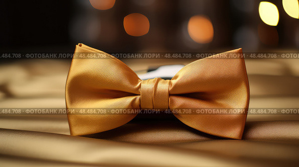fashion gold bow tie ai generated. Стоковое AI-изображение, AI-художник Vectorwin / Фотобанк Лори