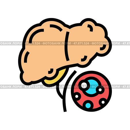 fatty liver dystrophy disease color icon vector illustration. Стоковая иллюстрация, иллюстратор Vectorwin / Фотобанк Лори