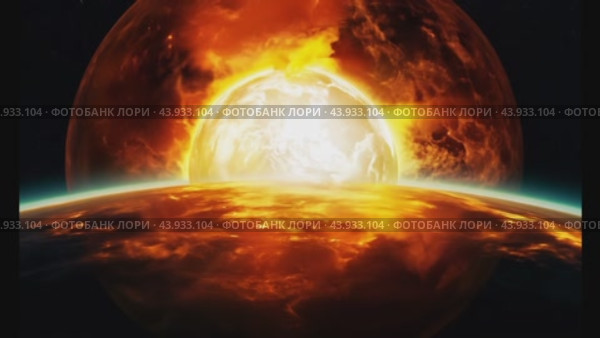 Fiery planetary collision, earth engulfed in catastrophic event. Стоковое видео, видеограф Данил Руденко / Фотобанк Лори