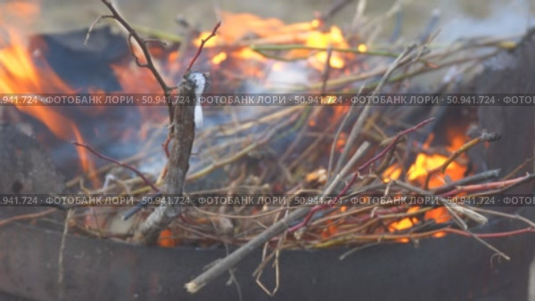 Fire in a barrel. Стоковое видео, видеограф Александр Прошкин / Фотобанк Лори