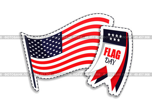 Flag day calendar and pole, symbols of United States of America, approaching of celebration, stripes stars, symbolic icons set vector illustration. Flag Day Calendar and Pole Vector Illustration. Стоковая иллюстрация, агентство Ingram Publishing / Фотобанк Лори