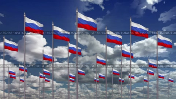 Флаги России на фоне облаков. Стоковая анимация, аниматор Сергей Смирнов-Соколов / Фотобанк Лори