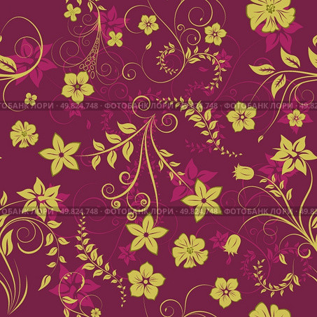 Floral seamless background for yours design use. For easy making seamless pattern just drag all group into swatches bar, and use it for filling any contours. Стоковая иллюстрация, агентство Ingram Publishing / Фотобанк Лори