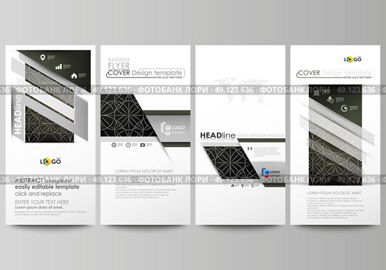 Flyers set, modern banners. Business templates. Cover design template, easy editable abstract vector layouts. Celtic pattern. Abstract ornament, geometric vintage texture, medieval classic ethnic style. Стоковая иллюстрация, агентство Ingram Publishing / Фотобанк Лори