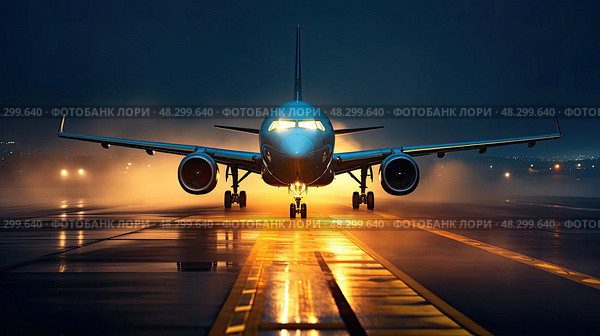 foggy aircraft light. Стоковое AI-изображение, AI-художник Vectorwin / Фотобанк Лори