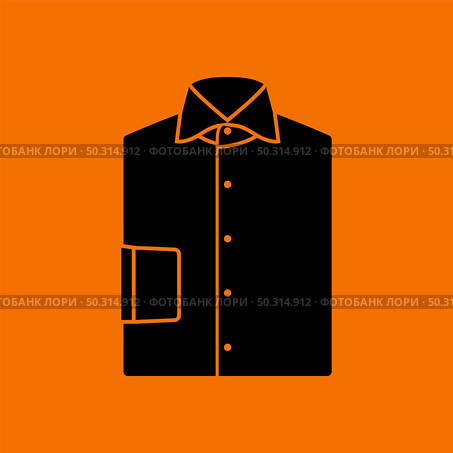 Folded Shirt Icon. Black on Orange Background. Vector Illustration. Стоковая иллюстрация, агентство Ingram Publishing / Фотобанк Лори