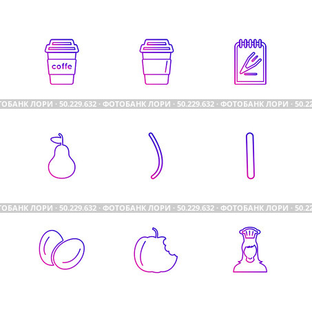 food, health , nutrious , healthy , icon, vector, design,  flat,  collection, style, creative,  icons , coffeem , fruits , pear , clipboard , bell , fastfood , junkfood , . Стоковая иллюстрация, агентство Ingram Publishing / Фотобанк Лори