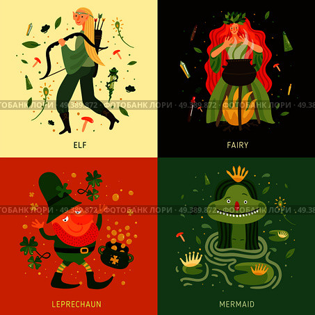 Forest fairy tale characters concept icons set flat isolated vector illustration. Forest Fairy Tale Characters Concept Icons Set. Стоковая иллюстрация, агентство Ingram Publishing / Фотобанк Лори