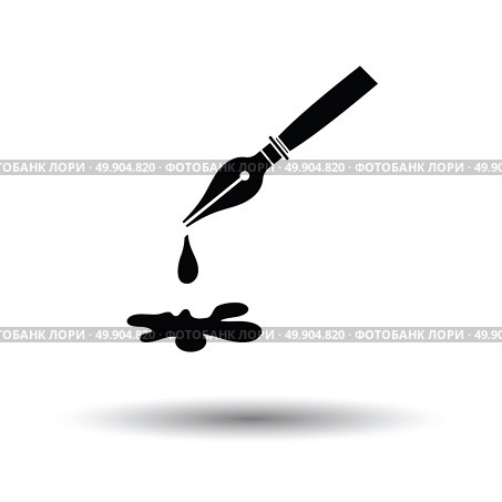 Fountain pen with blot icon. White background with shadow design. Vector illustration. Стоковая иллюстрация, агентство Ingram Publishing / Фотобанк Лори