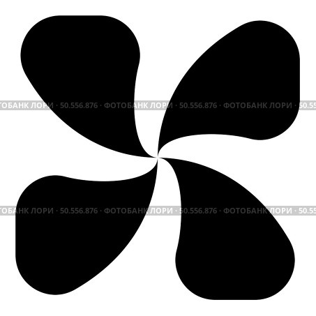 Four lobed fan blade paddle vane ventilation blade icon black color vector illustration image flat style simple. Four lobed fan blade paddle vane ventilation blade icon black color vector illustration image flat style. Стоковая иллюстрация, агентство Ingram Publishing / Фотобанк Лори