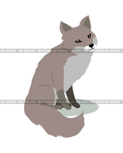 Fox cartoon character. Cute fox flat vector isolated on white background. North America and Eurasia fauna. Fox icon. Animal illustration for zoo ad, nature concept, children book illustrating. Стоковая иллюстрация, агентство Ingram Publishing / Фотобанк Лори