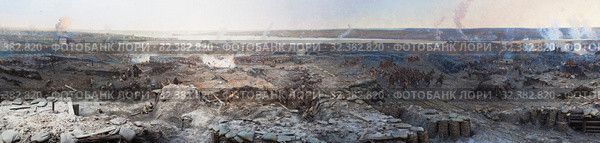 Фрагмент панорамы "Оборона Севастополя 1854-1855 годов", Крым (2019 год). Редакционное фото, фотограф Николай Мухорин / Фотобанк Лори
