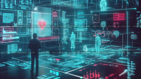 fragmentation disassembling healthcare network ai generated. Стоковое AI-изображение, AI-художник Vectorwin / Фотобанк Лори
