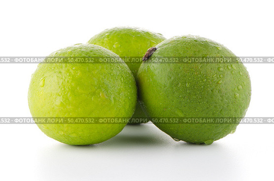 Fresh green limes isolated on white background. Стоковое фото, агентство Ingram Publishing / Фотобанк Лори