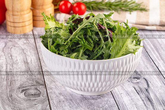 Fresh green ruccola salad leaves. Стоковое фото, фотограф Андрей Старостин / Фотобанк Лори