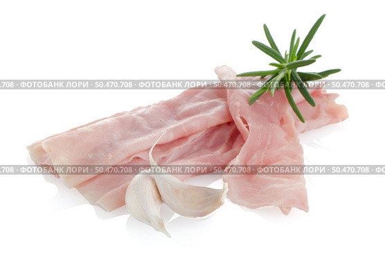 fresh shaved ham on a white background. Стоковое фото, агентство Ingram Publishing / Фотобанк Лори