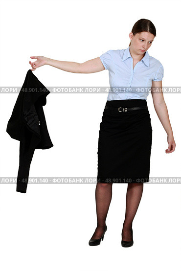 Frumpy businesswoman taking off her blazer. Стоковое фото, агентство Ingram Publishing / Фотобанк Лори