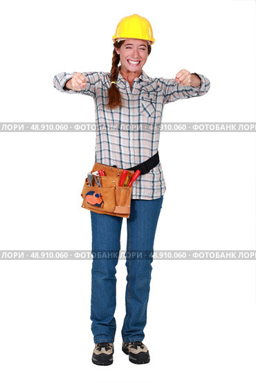 Frustrated female builder. Стоковое фото, агентство Ingram Publishing / Фотобанк Лори