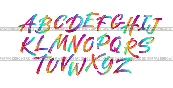Full color handwriting paint brush lettering latin alphabet letters. Vector illustration EPS10. Full color handwriting paint brush lettering latin alphabet letters. Vector illustration. Стоковая иллюстрация, агентство Ingram Publishing / Фотобанк Лори