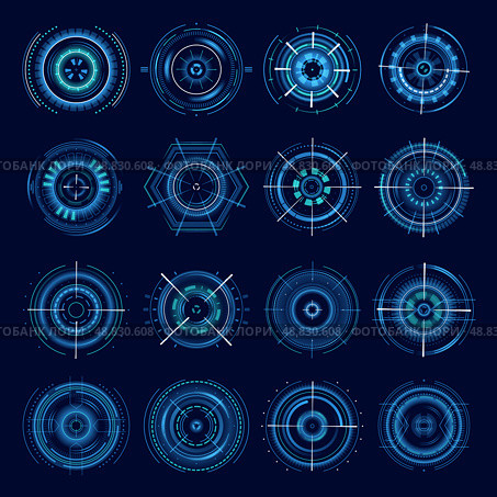 Futuristic military aims, vector sci-fi crosshair. Стоковая иллюстрация, иллюстратор Александрина / Фотобанк Лори