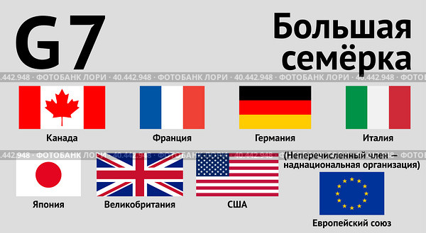 G7. Флаги стран Большой семёрки. Стоковая иллюстрация, иллюстратор Олег Безруков / Фотобанк Лори