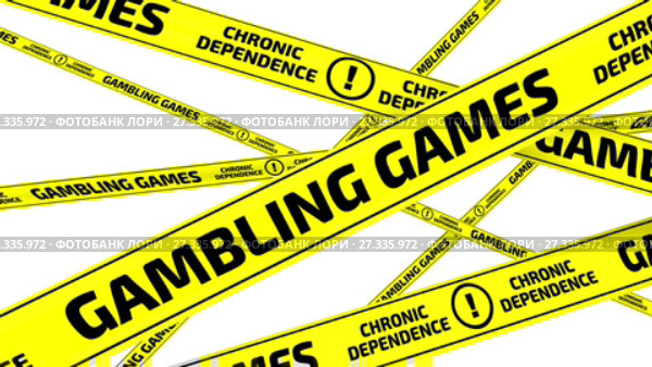 Gambling games. Chronic dependence. Yellow warning tapes in motion. Стоковая анимация, аниматор WalDeMarus / Фотобанк Лори