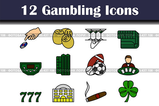 Gambling Icon Set. Editable Bold Outline With Color Fill Design. Vector Illustration. Стоковая иллюстрация, агентство Ingram Publishing / Фотобанк Лори