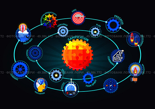 Gamification motivation apps flat circular composition with team spirit learning skills developing successful business plan vector illustration . Gamification Motivation Model Flat Composition . Стоковая иллюстрация, агентство Ingram Publishing / Фотобанк Лори