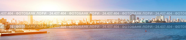Гавана. Вид на Старый город через залив от крепости Морро. Панорама, тонирование (2013 год). Стоковое фото, фотограф Куликов Константин / Фотобанк Лори