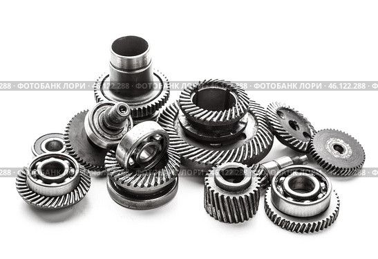 Gear metal wheels, isolated on white background. Стоковое фото, фотограф Сергей Толмачёв / Фотобанк Лори