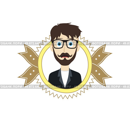 geek male cartoon theme vector art illustration. geek retro guy. Стоковая иллюстрация, агентство Ingram Publishing / Фотобанк Лори