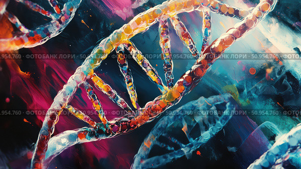 genome streaming DNA double helix ai generated. Стоковое AI-изображение, AI-художник Vectorwin / Фотобанк Лори