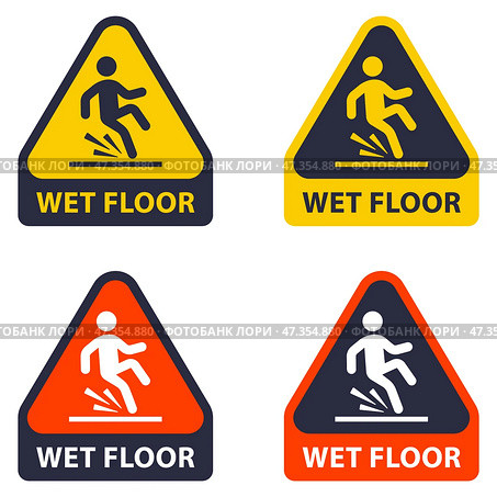 Gently wet floor. falling of a person due to a wet floor. Стоковая иллюстрация, иллюстратор Вячеслав Беспутин / Фотобанк Лори