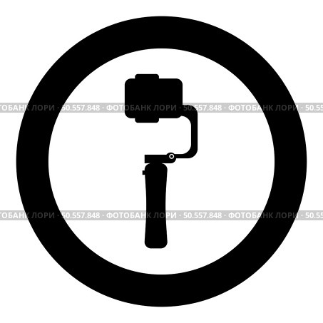 Gimbal mobile stabilizer for smartphone camera cell phone steady cam icon in circle round black color vector illustration image solid outline style simple. Gimbal mobile stabilizer for smartphone camera cell phone steady cam icon in circle round black color vector illustration image solid outline style. Стоковая иллюстрация, агентство Ingram Publishing / Фотобанк Лори