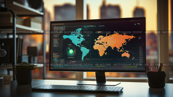 gis computer with data ai generated. Стоковое AI-изображение, AI-художник Vectorwin / Фотобанк Лори
