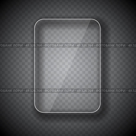 Glass Frame, Rectangular Button on Checkered  Abstract Transparent Background. Vector Illustration. EPS10. Glass Frame, Rectangular Button on Checkered  Abstract Transpare. Стоковая иллюстрация, агентство Ingram Publishing / Фотобанк Лори