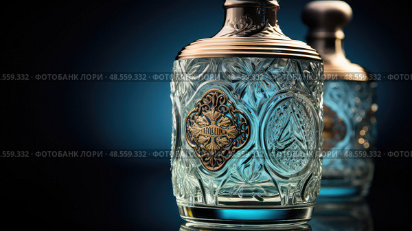glasswork gin bottles ai generated. Стоковое AI-изображение, AI-художник Vectorwin / Фотобанк Лори