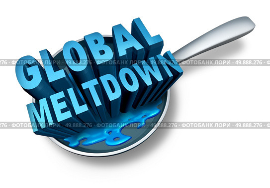 Global meltdown and financial crisis as a bankruptcy finance concept as an economy in trouble and business slump concept on a white background. Стоковое фото, агентство Ingram Publishing / Фотобанк Лори