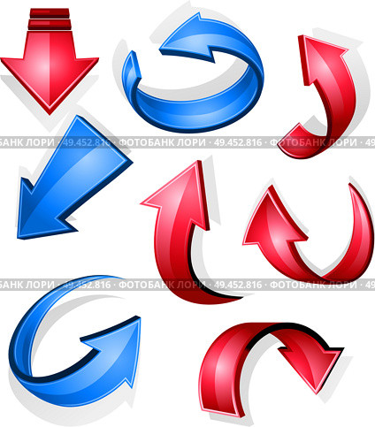 Glossy arrows and icons. Стоковая иллюстрация, иллюстратор VectorTradition / Фотобанк Лори