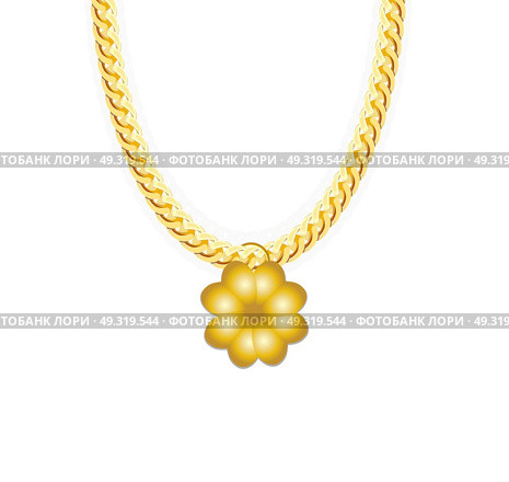 Gold Chain Jewelry whith Four-leaf Clover. Vector Illustration. EPS10. Gold Chain Jewelry whith Four-leaf Clover. Vector Illustration. Стоковая иллюстрация, агентство Ingram Publishing / Фотобанк Лори