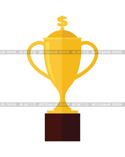 Gold Trophy Cup Award Isolated on White.. Gold trophy cup award isolated on white. Professional growth. First prize place. Achieving best results due to constant learning. Business education. Victory Concept. Vector illustration. Стоковая иллюстрация, агентство Ingram Publishing / Фотобанк Лори
