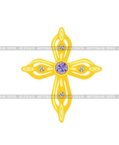 Golden Cross with Diamonds. Vector Illustration. EPS10. Golden Cross with Diamonds. Vector Illustration. Стоковая иллюстрация, агентство Ingram Publishing / Фотобанк Лори